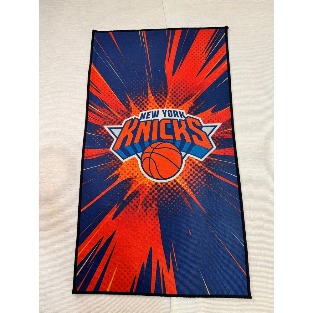 New York Knicks NBA Basketball Sports Gym Towel Blue Orange Starburst Logo